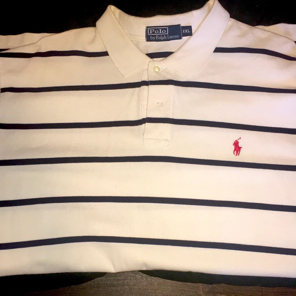 White/Blue Red Striped Polo Size 2xl